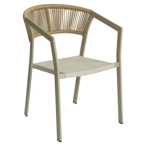 Πολυθρόνα Κήπου FIJI Μπεζ/Φυσικό Αλουμίνιο/Rattan 56x60x78cm