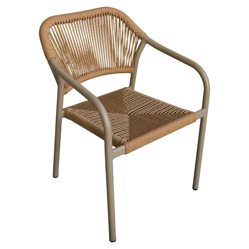 Πολυθρόνα Κήπου MOOREA Μπεζ/Φυσικό Αλουμίνιο/Rattan 58x56x79cm