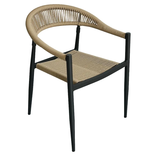 Πολυθρόνα Κήπου MALINDI Μαύρο/Φυσικό Αλουμίνιο/Rattan 56x56x78cm