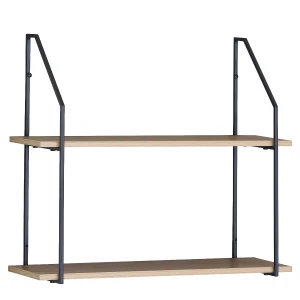 Ραφιέρα Τοίχου OLVAN Δρυς/Μαύρο MDF/Μέταλλο 65x20x52cm