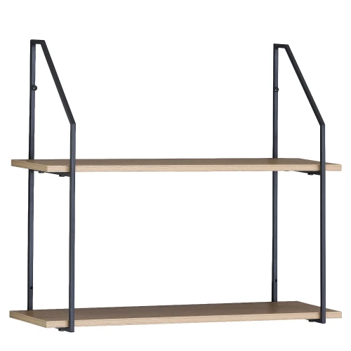 Ραφιέρα Τοίχου OLVAN Δρυς/Μαύρο MDF/Μέταλλο 65x20x52cm