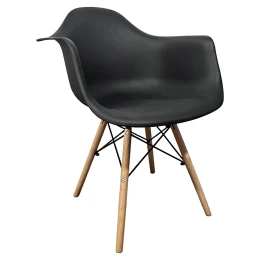 Καρέκλα ECLORA Μαύρο/Φυσικό PP/Ξύλο/Μέταλλο 63x58x78cm