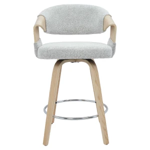 Σκαμπό Bar VIONARA Ανοιχτό Γκρι/Φυσικό 55x52.5x95cm