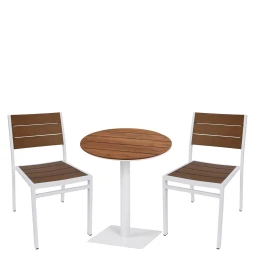 Σετ Τραπεζαρία Κήπου TENERIFE Καρυδί/Λευκό Polywood/Αλουμίνιο/Ξύλο Με 2 Πολυθρόνες 14990713