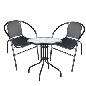 Σετ Τραπεζαρία Κήπου EARTH Μέταλλο Μαύρο Με 2 Πολυθρόνες