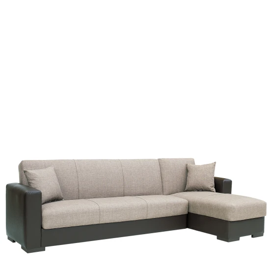 Καναπές Κρεβάτι Γωνιακός JOSE Μπεζ/Καφέ PU 270x150x86cm