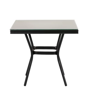Τραπέζι Κήπου ANGOLA Μαύρο Αλουμίνιο/Γυαλί 80x80x75cm