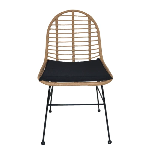 Καρέκλα Κήπου ACCIUS Φυσικό/Μαύρο Μέταλλο/Rattan 49x56x84cm