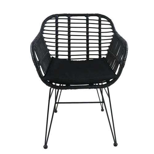 Καρέκλα Κήπου ACTORIUS Μαύρο Μέταλλο/Rattan 57x53x81cm