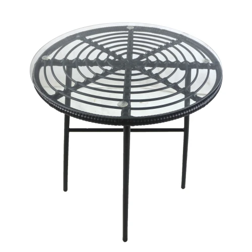 Τραπέζι Κήπου APPIUS Μαύρο Μέταλλο/Rattan/Γυαλί 70x70x74cm