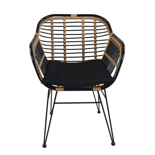 Καρέκλα Κήπου ATINIUS Φυσικό/Μαύρο Μέταλλο/Rattan 58x62x82cm