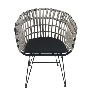 Καρέκλα Κήπου ATRIUS Γκρι/Μαύρο Μέταλλο/Rattan 61x57x80cm
