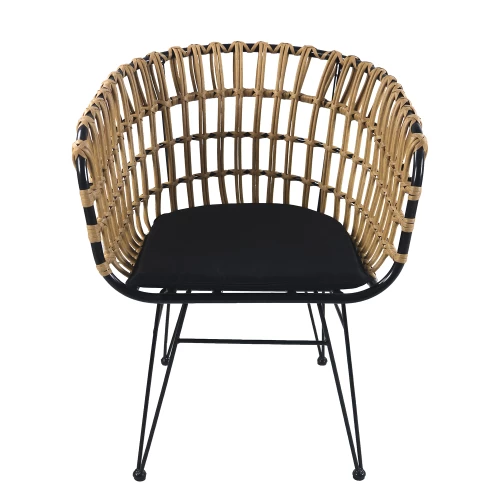 Καρέκλα Κήπου AULIUS Φυσικό/Μαύρο Μέταλλο/Rattan 57x60x78.5cm