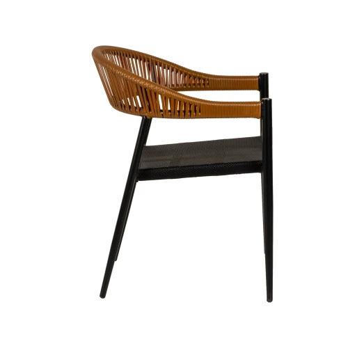Πολυθρόνα Κήπου LIVINGSTONE Μαύρο/Καφέ Αλουμίνιο/Rattan 56x55x76cm