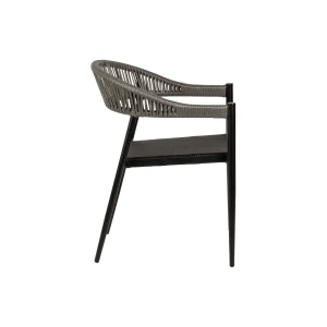 Πολυθρόνα Κήπου LIVINGSTONE Μαύρο/Γκρι Αλουμίνιο/Rattan 56x55x76cm