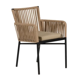 Πολυθρόνα Κήπου BLUENILE Μπεζ/Μαύρο Αλουμίνιο/Rattan 56x60x83cm