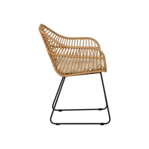 Πολυθρόνα Κήπου KALAMBO Φυσικό/Μαύρο Αλουμίνιο/Rattan 56x57x81cm