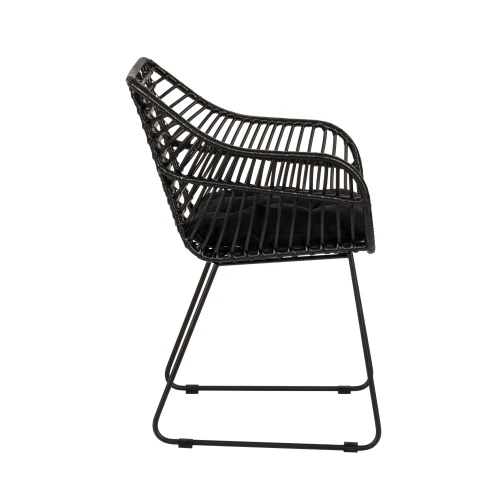 Πολυθρόνα Κήπου KALAMBO Μαύρο Αλουμίνιο/Rattan 56x57x81cm