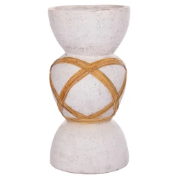 ΔΙΑΚΟΣΜΗΤΙΚΟ ΒΑΖΟ ΔΑΠΕΔΟΥ MAYNARD HM4672.02L TERRACOTTA ΛΕΥΚΟ--RATTAN Φ32x62.5Υεκ.