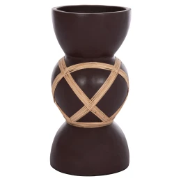 ΔΙΑΚΟΣΜΗΤΙΚΟ ΒΑΖΟ ΔΑΠΕΔΟΥ MAYNARD HM4672.07L TERRACOTTA ΣΟΚΟΛΑΤΙ-RATTAN Φ32x62.5Υεκ