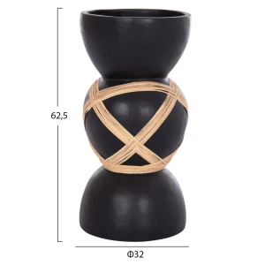 ΔΙΑΚΟΣΜΗΤΙΚΟ ΒΑΖΟ ΔΑΠΕΔΟΥ MAYNARD HM4672.01L TERRACOTTA ΜΑΥΡΟ-RATTAN Φ32x62.5Υεκ