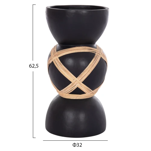 ΔΙΑΚΟΣΜΗΤΙΚΟ ΒΑΖΟ ΔΑΠΕΔΟΥ MAYNARD HM4672.01L TERRACOTTA ΜΑΥΡΟ-RATTAN Φ32x62.5Υεκ