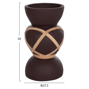 ΔΙΑΚΟΣΜΗΤΙΚΟ ΒΑΖΟ ΔΑΠΕΔΟΥ MAYNARD HM4672.07S TERRACOTTA ΣΟΚΟΛΑΤΙ-RATTAN Φ27.5x50Υεκ
