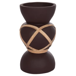 ΔΙΑΚΟΣΜΗΤΙΚΟ ΒΑΖΟ ΔΑΠΕΔΟΥ MAYNARD HM4672.07S TERRACOTTA ΣΟΚΟΛΑΤΙ-RATTAN Φ27.5x50Υεκ