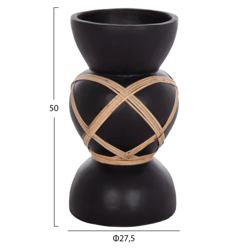 ΔΙΑΚΟΣΜΗΤΙΚΟ ΒΑΖΟ ΔΑΠΕΔΟΥ MAYNARD HM4672.01S TERRACOTTA ΜΑΥΡΟ-RATTAN Φ27.5x50Υ