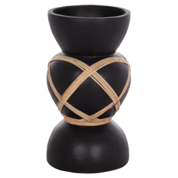 ΔΙΑΚΟΣΜΗΤΙΚΟ ΒΑΖΟ ΔΑΠΕΔΟΥ MAYNARD HM4672.01S TERRACOTTA ΜΑΥΡΟ-RATTAN Φ27.5x50Υ