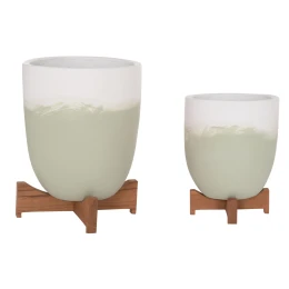 ΓΛΑΣΤΡΕΣ ΣΕΤ 2ΤΜΧ SEON HM4686.09 TERRACOTTA ΣΕ ΛΕΥΚΟ &amp; ΠΡΑΣΙΝΟ--TEAK ΒΑΣΗ