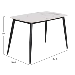 ΤΡΑΠΕΖΙ RAVEN HM9854.01 ΚΕΡΑΜΙΚΟ TOP ΜΑΤ ΛΕΥΚΟ ΜΑΡΜΑΡΟ-ΜΑΥΡΟ ΜΕΤΑΛΛΟ 120x70x73Υεκ.