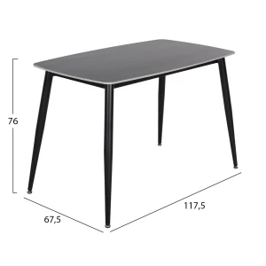 ΤΡΑΠΕΖΙ RAVEN HM9854.02 ΚΕΡΑΜΙΚΟ TOP ΜΑΥΡΟ ΜΑΡΜΑΡΟ-ΜΑΥΡΟ ΜΕΤΑΛΛΟ 120x70x73Υεκ.