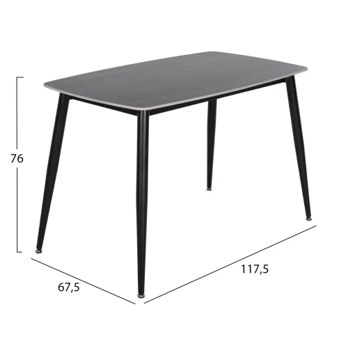 ΤΡΑΠΕΖΙ RAVEN HM9854.02 ΚΕΡΑΜΙΚΟ TOP ΜΑΥΡΟ ΜΑΡΜΑΡΟ-ΜΑΥΡΟ ΜΕΤΑΛΛΟ 120x70x73Υεκ.