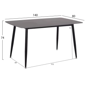 ΤΡΑΠΕΖΙ RAVEN HM18149.02 ΚΕΡΑΜΙΚΟ TOP ΜΕ ΟΨΗ ΜΑΥΡΟ ΜΑΡΜΑΡΟ 140x80x74Υεκ.