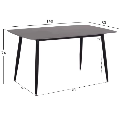 ΤΡΑΠΕΖΙ RAVEN HM18149.02 ΚΕΡΑΜΙΚΟ TOP ΜΕ ΟΨΗ ΜΑΥΡΟ ΜΑΡΜΑΡΟ 140x80x74Υεκ.