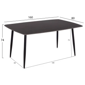 ΤΡΑΠΕΖΙ RAVEN HM18150.02 ΚΕΡΑΜΙΚΟ TOP ΜΕ ΟΨΗ ΜΑΥΡΟ ΜΑΡΜΑΡΟ 160x80x74Υεκ.