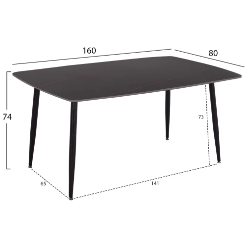 ΤΡΑΠΕΖΙ RAVEN HM18150.02 ΚΕΡΑΜΙΚΟ TOP ΜΕ ΟΨΗ ΜΑΥΡΟ ΜΑΡΜΑΡΟ 160x80x74Υεκ.