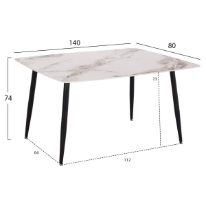 ΤΡΑΠΕΖΙ RAVEN HM18149.04 ΚΕΡΑΜΙΚΟ TOP ΜΕ ΟΨΗ ΛΕΥΚΟ/ΚΑΦΕ ΜΑΡΜΑΡΟ 140x80x74Υεκ.