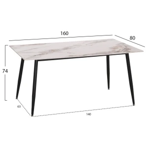 ΤΡΑΠΕΖΙ RAVEN HM18150.04 ΚΕΡΑΜΙΚΟ TOP ΜΕ ΟΨΗ ΛΕΥΚΟ/ΚΑΦΕ ΜΑΡΜΑΡΟ 160x80x74Υεκ.
