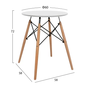 ΤΡΑΠΕΖΙ MINIMAL ΣΤΡΟΓΓΥΛΟ HM0060.01 ΛΕΥΚΟ ΧΡΩΜΑ MDF-ΠΟΔΙΑ ΟΞΙΑΣ ΦΥΣΙΚΟ Φ60Χ72Υεκ.