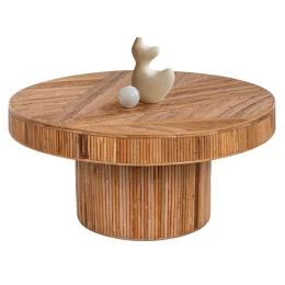 ΤΡΑΠΕΖΙ ΣΑΛΟΝΙΟΥ GATSBY ΣΤΡΟΓΓΥΛΟ HM9651 RATTAN ΧΡΩΜΑ ΦΥΣΙΚΟ Φ100x50Y εκ.