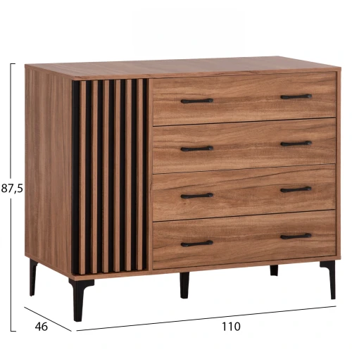 ΣΥΡΤΑΡΙΕΡΑ ΣΕΙΡΑ HARRY HM18009.01 ΜΕΛΑΜΙΝΗ ΣΚΟΥΡΟ ΦΥΣΙΚΟ-ΜΑΥΡΟ 110x46x87,5Υεκ.