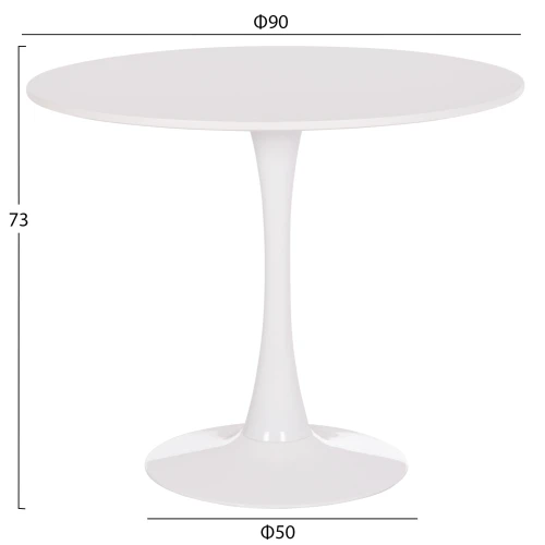 ΤΡΑΠΕΖΙ ΣΤΡΟΓΓΥΛΟ BROLIN HM18141.01 MDF TOP-ΒΑΣΗ ΜΕΤΑΛΛΙΚΗ--ΛΕΥΚΟ Φ90x73Υεκ