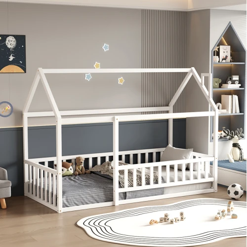 ΚΡΕΒΑΤΙ ΠΑΙΔΙΚΟ ΜΕ ΚΑΓΚΕΛΟ HOUSER HM706.03 τ.MONTESSORI ΞΥΛΟ ΠΕΥΚΟ ΛΕΥΚΟ-190x90εκ