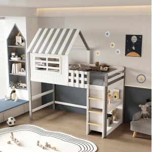 ΠΑΙΔΙΚΟ ΚΡΕΒΑΤΙ τ.MONTESSORI ΜΕ ΠΛΑΙΝΑ ΡΑΦΙΑ HOMI HM712 ΞΥΛΟ ΠΕΥΚΟΥ ΛΕΥΚΟ-ΓΚΡΙ-ΣΤΡΩΜΑ 90x190εκ