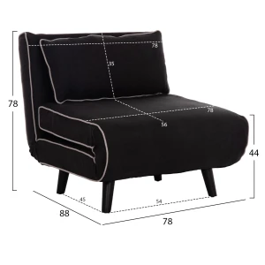 ΠΟΛΥΘΡΟΝΑ ΚΡΕΒΑΤΙ BRAXTON HM8425.03 ΜΑΥΡΟ ΥΦΑΣΜΑ 78x88x78Υεκ.