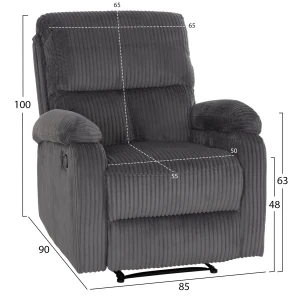 ΠΟΛΥΘΡΟΝΑ RELAX DIONI HM3296.11 ΓΚΡΙ ΡΙΓΕ ΥΦΑΣΜΑ 85x90x100Υεκ.