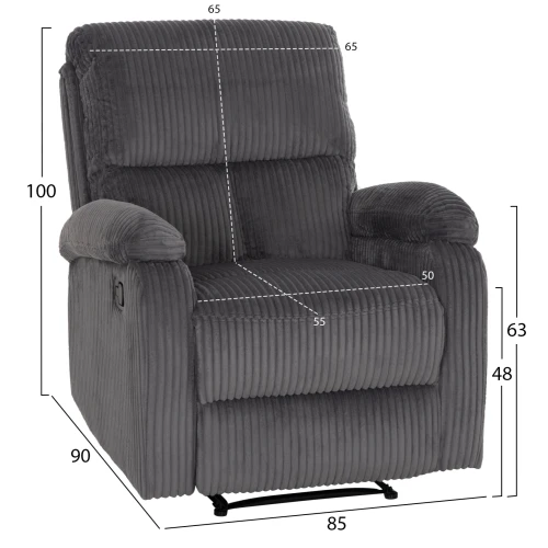 ΠΟΛΥΘΡΟΝΑ RELAX DIONI HM3296.11 ΓΚΡΙ ΡΙΓΕ ΥΦΑΣΜΑ 85x90x100Υεκ.