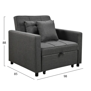 ΠΟΛΥΘΡΟΝΑ-ΚΡΕΒΑΤΙ MERO HM3306.01 ΓΚΡΙ ΥΦΑΣΜΑ 98x85x88Υεκ.